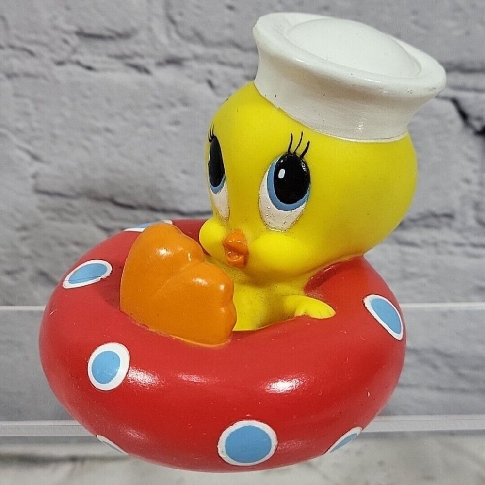 Tweety Bird Looney Tunes Vintage 90s Bath Toy Sailor in Life Preserver Rare